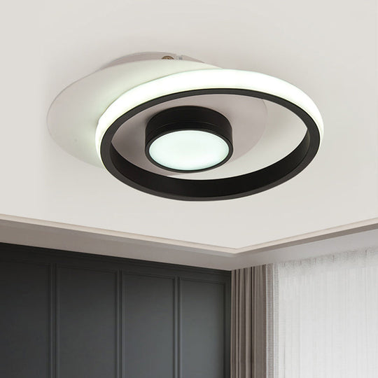 Modernist Metallic Gold/Black-White LED Flush Mount Lamp for Corridor - Warm/White Light