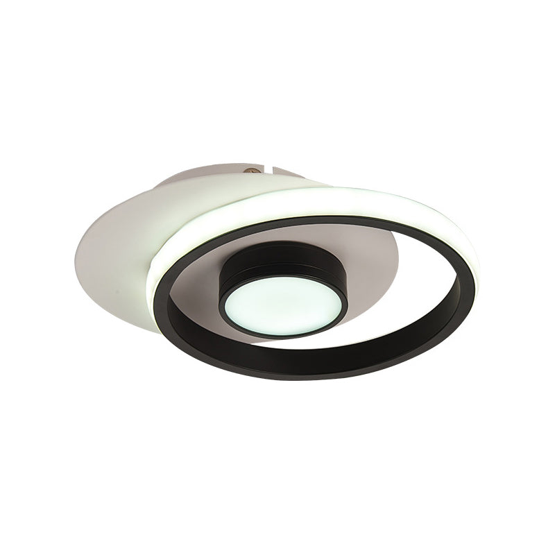 Modernist Metallic Gold/Black-White LED Flush Mount Lamp for Corridor - Warm/White Light