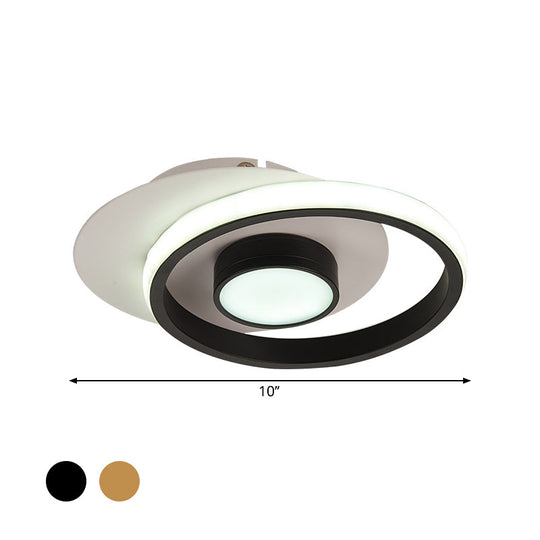 Modernist Metallic Gold/Black-White LED Flush Mount Lamp for Corridor - Warm/White Light