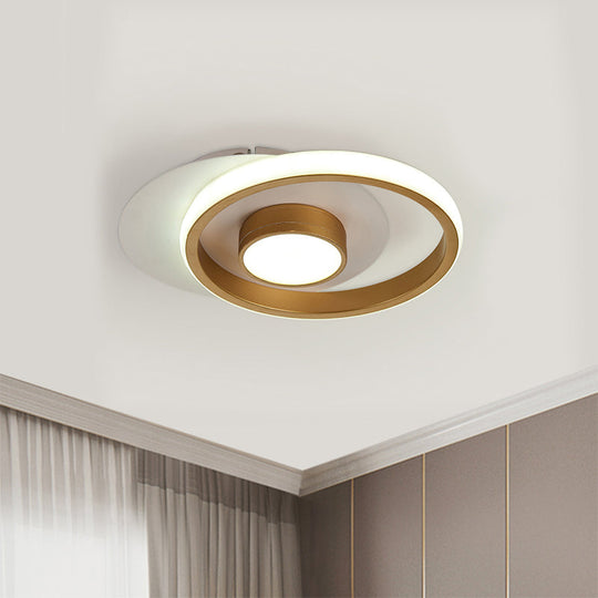 Modernist Metallic Gold/Black-White LED Flush Mount Lamp for Corridor - Warm/White Light