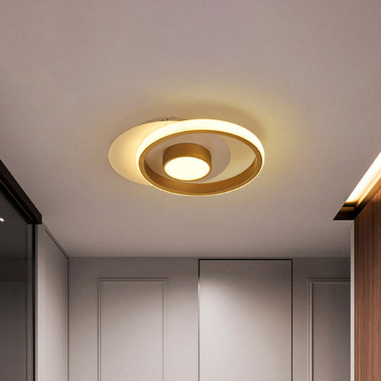 Modernist Metallic Gold/Black-White LED Flush Mount Lamp for Corridor - Warm/White Light