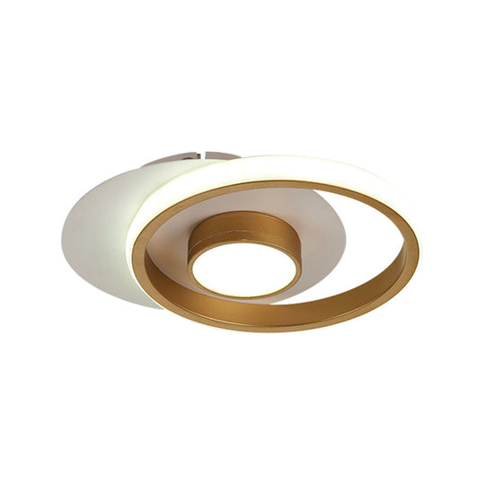 Modernist Metallic Gold/Black-White LED Flush Mount Lamp for Corridor - Warm/White Light