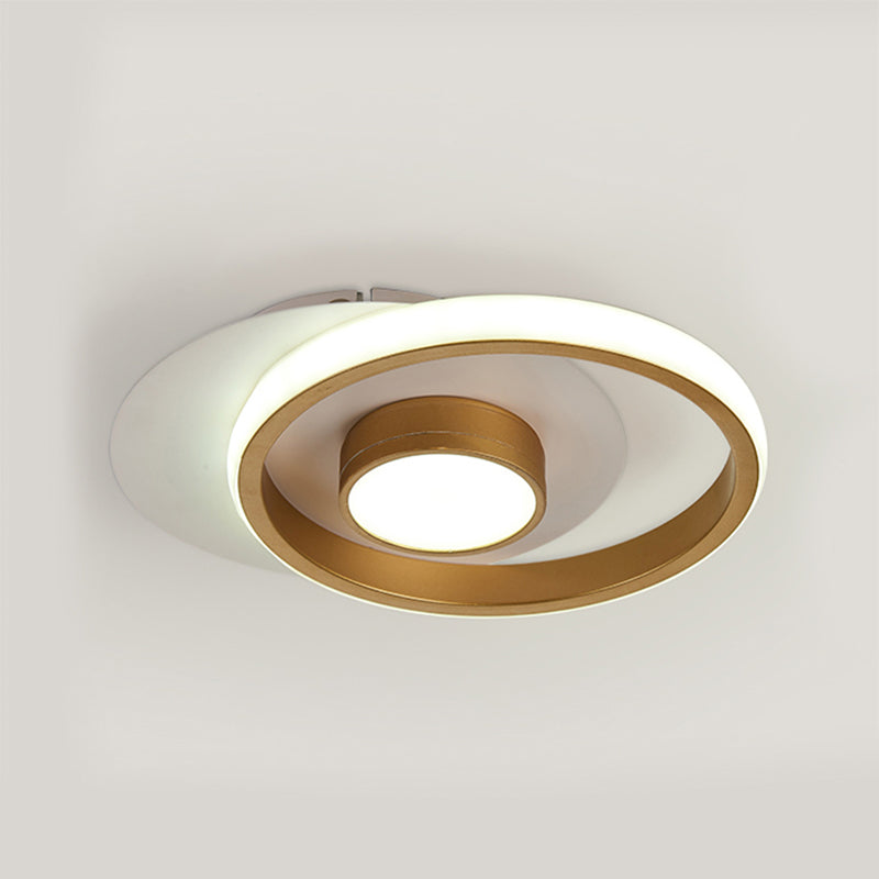 Modernist Metallic Gold/Black-White LED Flush Mount Lamp for Corridor - Warm/White Light