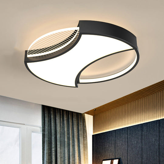 Modern Geometric Metal LED Flush Mount Ceiling Light in Black/Gold - 18"/21.5" Width