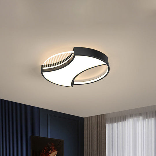 Modern Geometric Metal Led Flush Mount Ceiling Light In Black/Gold - 18/21.5 Width