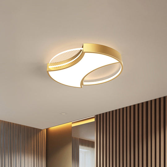 Modern Geometric Metal LED Flush Mount Ceiling Light in Black/Gold - 18"/21.5" Width