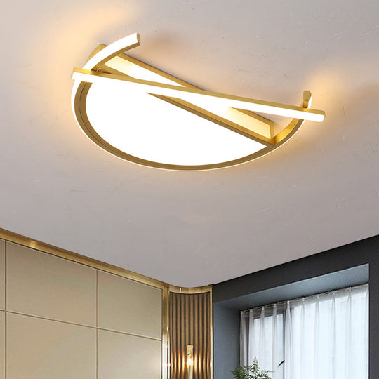 18"/21.5" Geometric Flush Mount LED Ceiling Light in Black/Gold - Contemporary Metal Design