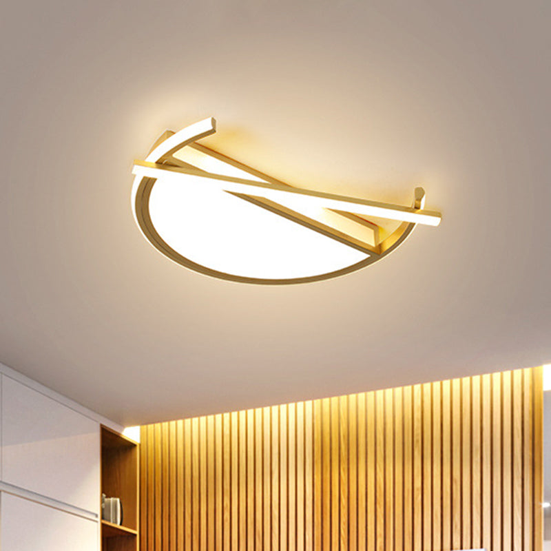 18/21.5 Geometric Flush Mount Led Ceiling Light In Black/Gold - Contemporary Metal Design