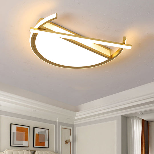 18"/21.5" Geometric Flush Mount LED Ceiling Light in Black/Gold - Contemporary Metal Design