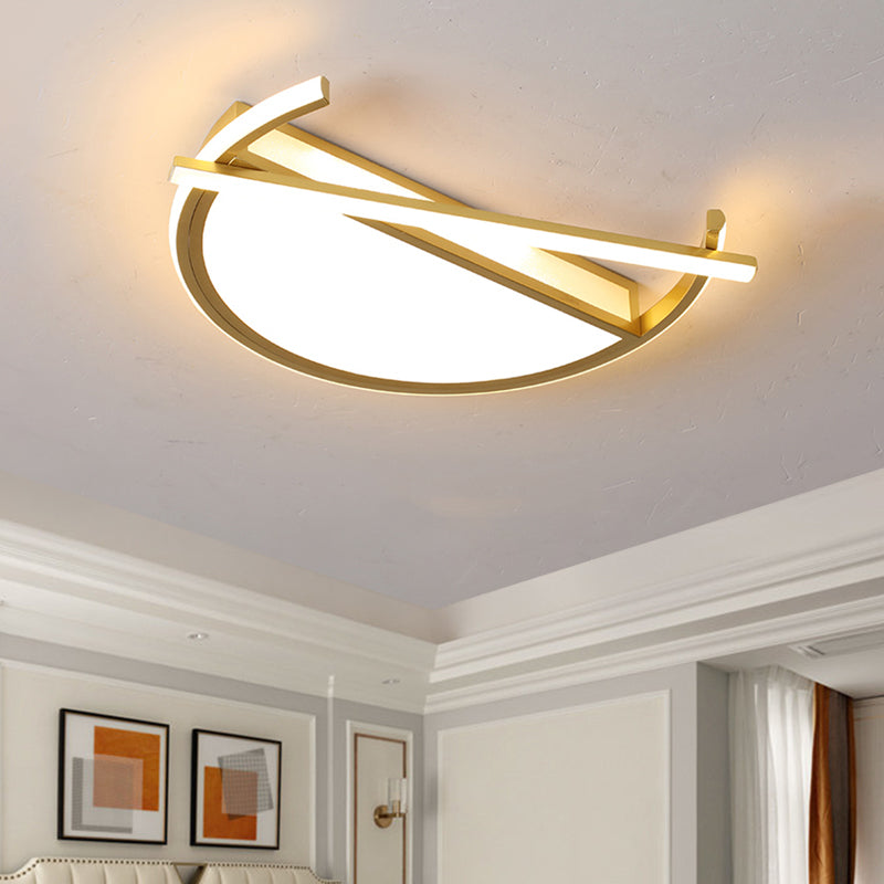 18/21.5 Geometric Flush Mount Led Ceiling Light In Black/Gold - Contemporary Metal Design