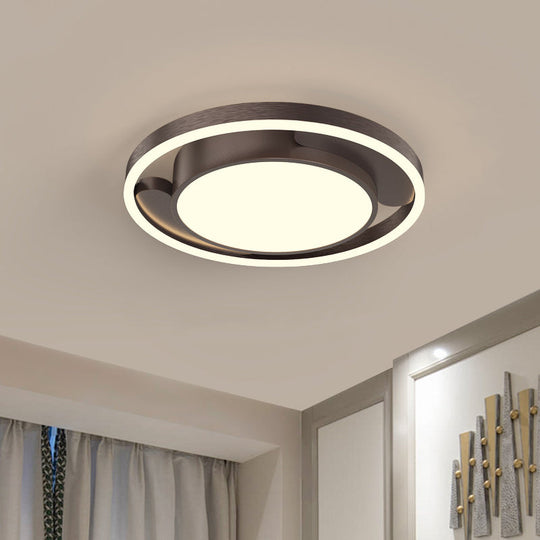 Modern Gold/Coffee Metallic Flush Mount LED Ceiling Light for Living Room, 16"/19.5" Dia