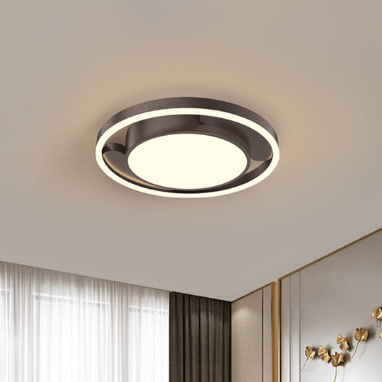 Modern Gold/Coffee Metallic Flush Mount LED Ceiling Light for Living Room, 16"/19.5" Dia