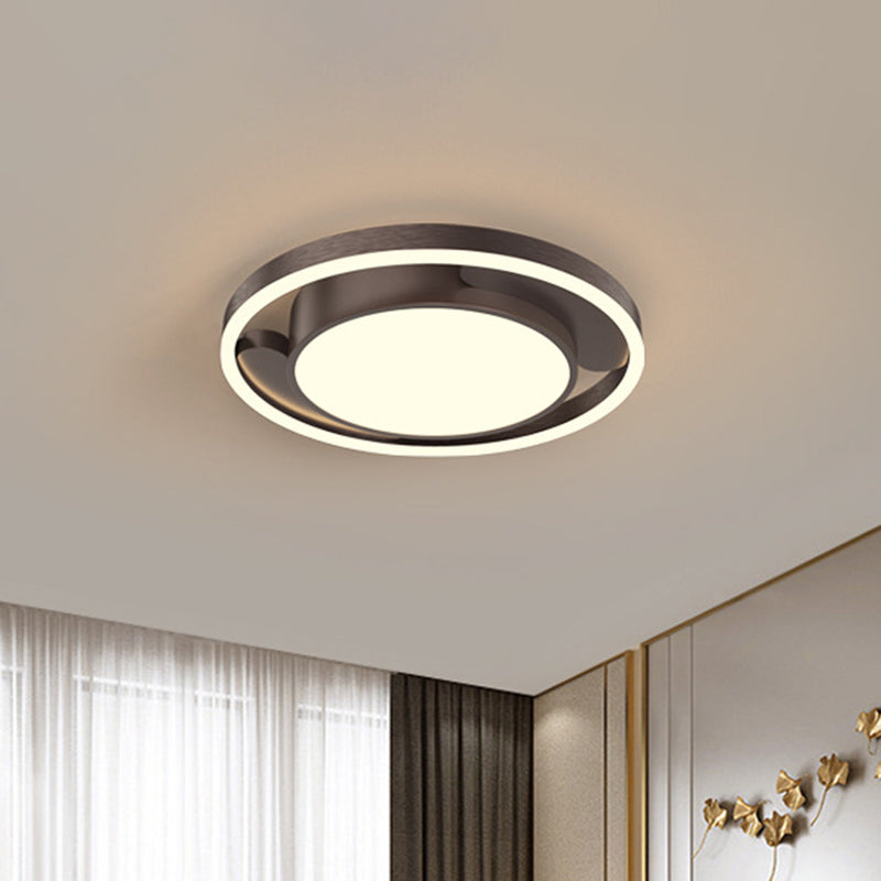 Modern Gold/Coffee Metallic Flush Mount Led Ceiling Light For Living Room 16/19.5 Dia