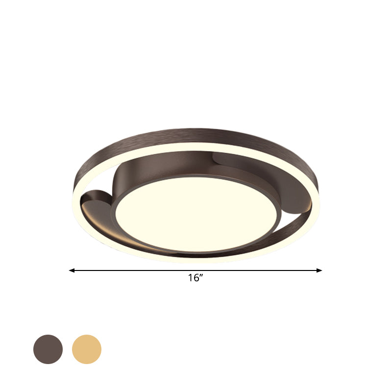 Modern Gold/Coffee Metallic Flush Mount LED Ceiling Light for Living Room, 16"/19.5" Dia