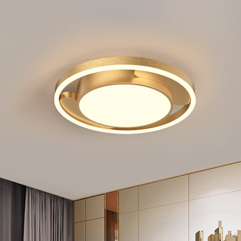 Modern Gold/Coffee Metallic Flush Mount LED Ceiling Light for Living Room, 16"/19.5" Dia