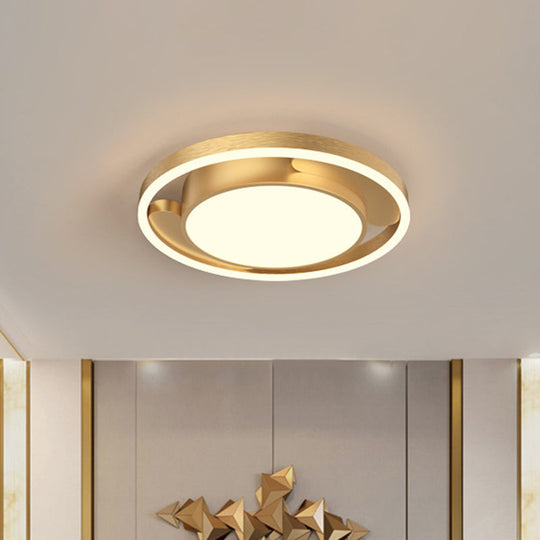 Modern Gold/Coffee Metallic Flush Mount Led Ceiling Light For Living Room 16/19.5 Dia