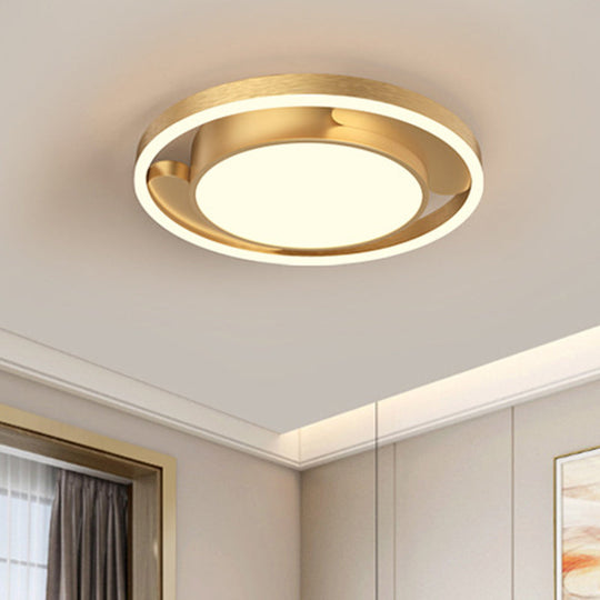 Modern Gold/Coffee Metallic Flush Mount LED Ceiling Light for Living Room, 16"/19.5" Dia