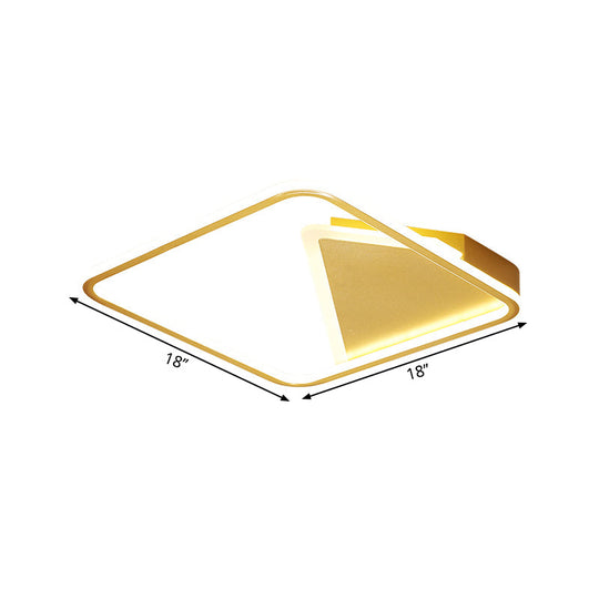 Simplicity Geometric Flush Mount Metal LED Parlor Ceiling Light in Gold – Warm/White Lighting