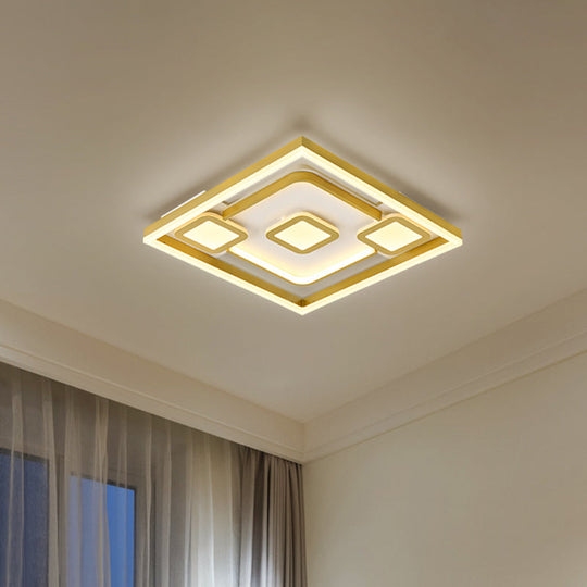 Gold LED Flush Mount Ceiling Light for Bedrooms - Simple & Elegant Metallic Fixture