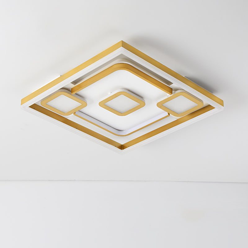 Gold LED Flush Mount Ceiling Light for Bedrooms - Simple & Elegant Metallic Fixture