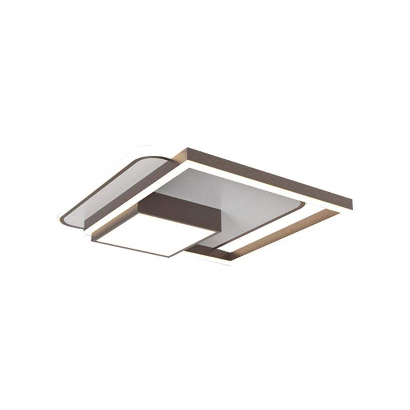 18/21.5 Inch LED Flush Mount Bedroom Light in Gold/White - Square Metal Fixture