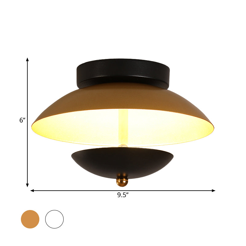 Plate-Shape LED Ceiling Light Fixture - Modern Metallic Flush Lamp for Hallways and Aisles in White/Gold