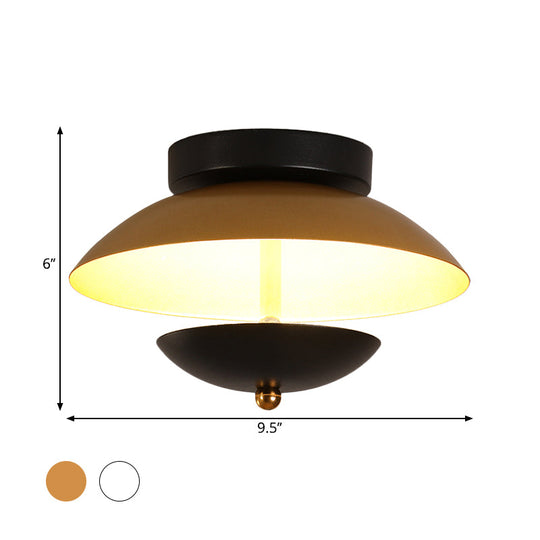 Plate-Shape LED Ceiling Light Fixture - Modern Metallic Flush Lamp for Hallways and Aisles in White/Gold