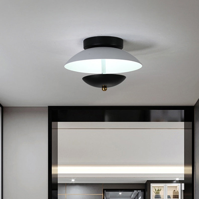 Plate-Shape Led Ceiling Light Fixture - Modern Metallic Flush Lamp For Hallways And Aisles In