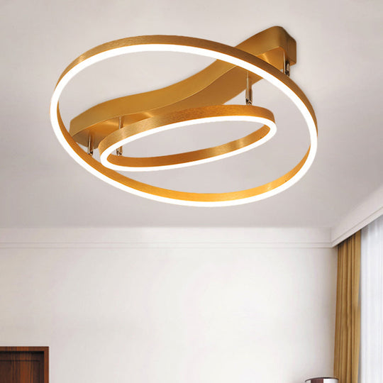 Modernist Gold Acrylic LED Flush Light - Semi Flush Mount with Warm/White Light"