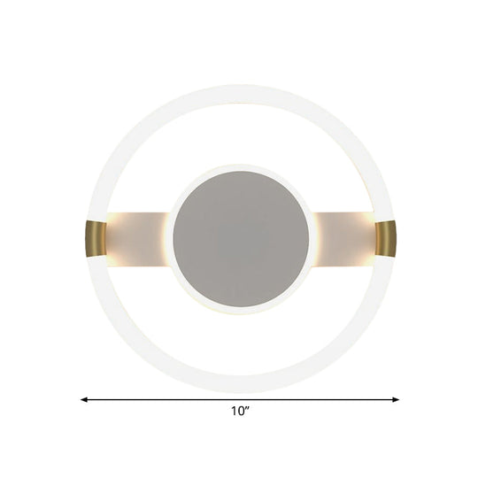 Minimalist Black/White Led Flush Mount Ceiling Light Fixture - Metal Round Design With Rectangle