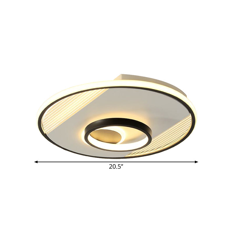 Modern Led Black Flush Mount Round Light Fixture For Bedroom 16.5/20.5 Wide