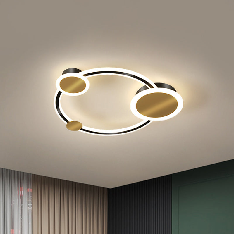 Modern Metal Semi Flush LED Ceiling Light in Black with Adjustable Warm/White Lighting