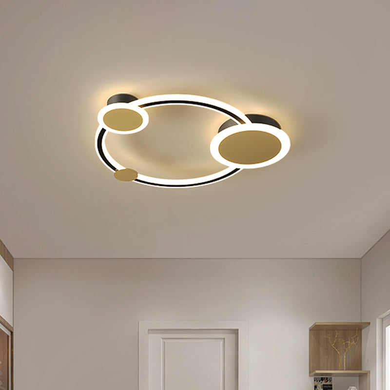 Modern Metal Semi Flush LED Ceiling Light in Black with Adjustable Warm/White Lighting