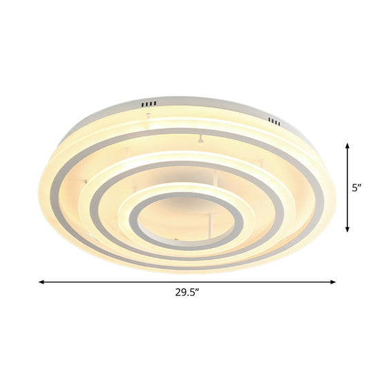 Contemporary Led Acrylic Hoop Ceiling Light In Warm/White - 18/29.5 Width