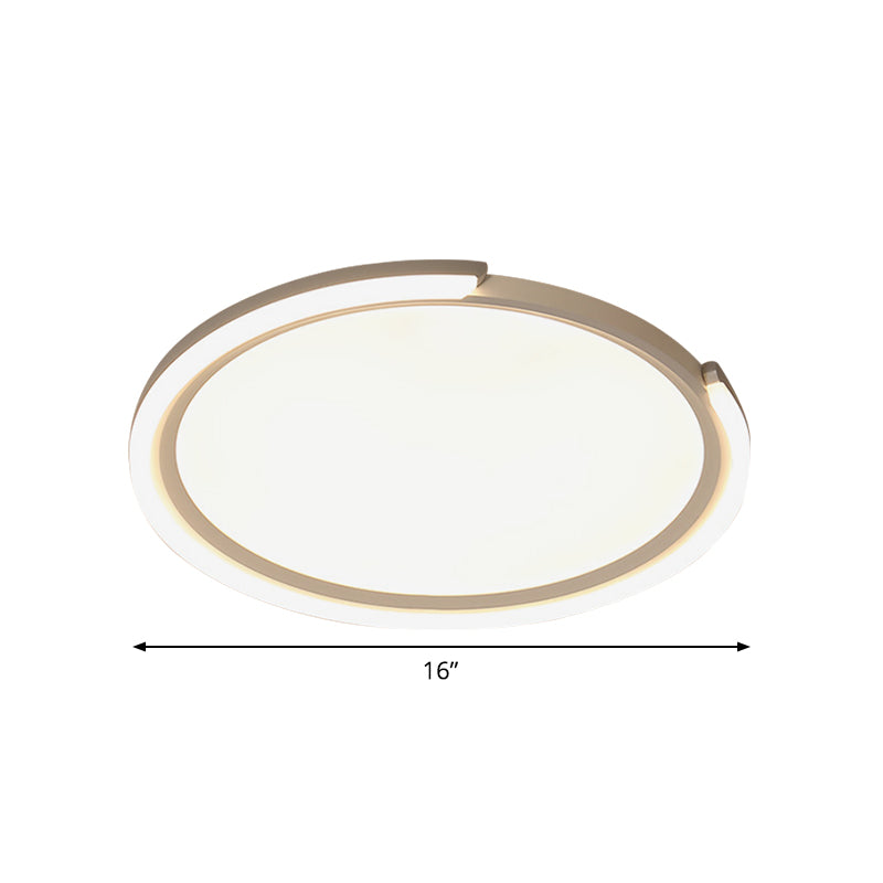 Sleek Led Flushmount Ceiling Lamp | Metallic Shade Warm/White Light 16/19.5/23.5 Diameter