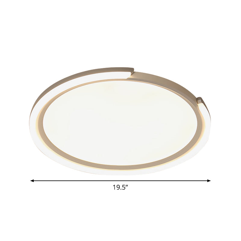 Sleek Led Flushmount Ceiling Lamp | Metallic Shade Warm/White Light 16/19.5/23.5 Diameter