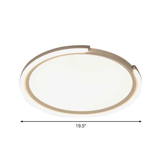 Sleek Led Flushmount Ceiling Lamp | Metallic Shade Warm/White Light 16/19.5/23.5 Diameter