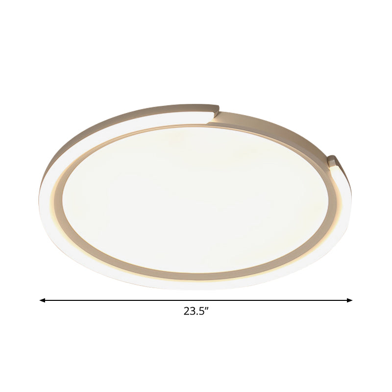 Sleek Led Flushmount Ceiling Lamp | Metallic Shade Warm/White Light 16/19.5/23.5 Diameter