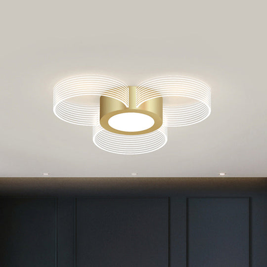 Contemporary Circle Ceiling Light: Acrylic, 3/4/5 Bulbs, Flush Mount, Gold Finish