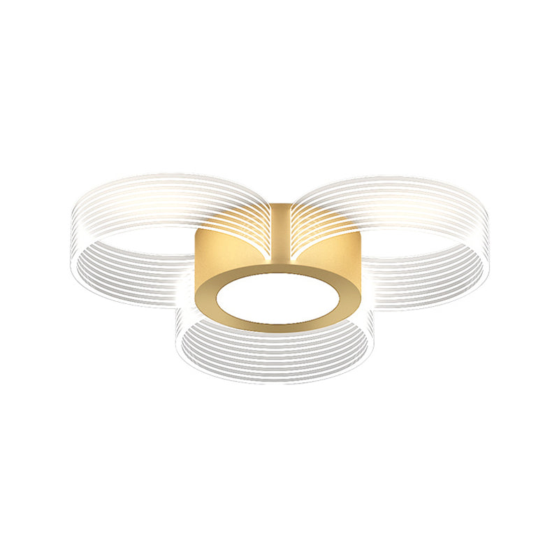 Contemporary Circle Ceiling Light: Acrylic, 3/4/5 Bulbs, Flush Mount, Gold Finish