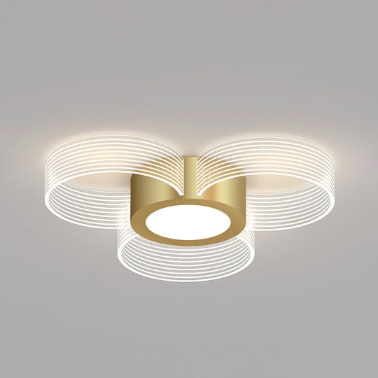 Contemporary Circle Ceiling Light: Acrylic, 3/4/5 Bulbs, Flush Mount, Gold Finish