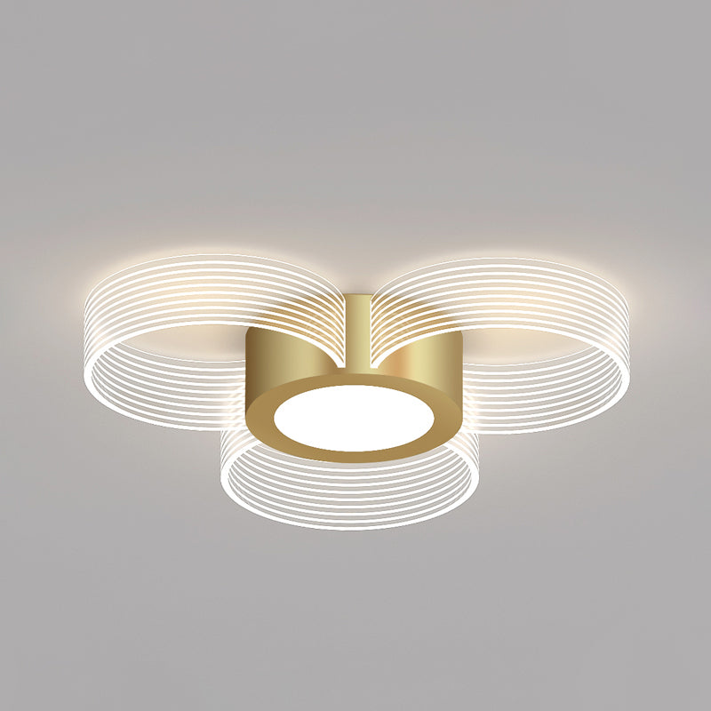 Contemporary Circle Ceiling Light: Acrylic 3/4/5 Bulbs Flush Mount Gold Finish