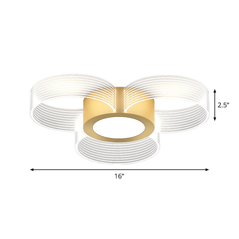 Contemporary Circle Ceiling Light: Acrylic, 3/4/5 Bulbs, Flush Mount, Gold Finish