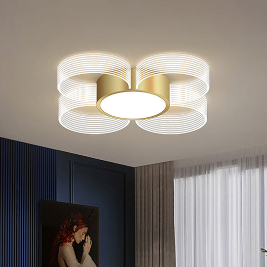 Contemporary Circle Ceiling Light: Acrylic, 3/4/5 Bulbs, Flush Mount, Gold Finish