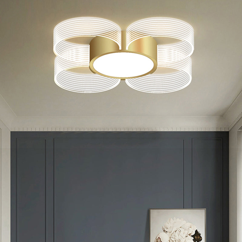 Contemporary Circle Ceiling Light: Acrylic, 3/4/5 Bulbs, Flush Mount, Gold Finish