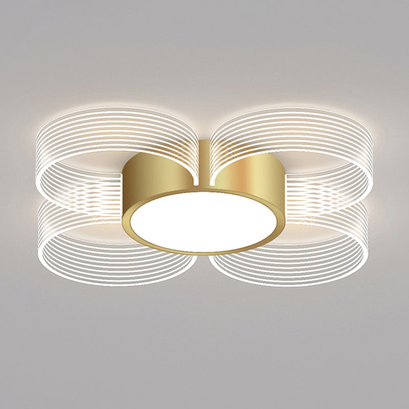 Contemporary Circle Ceiling Light: Acrylic, 3/4/5 Bulbs, Flush Mount, Gold Finish