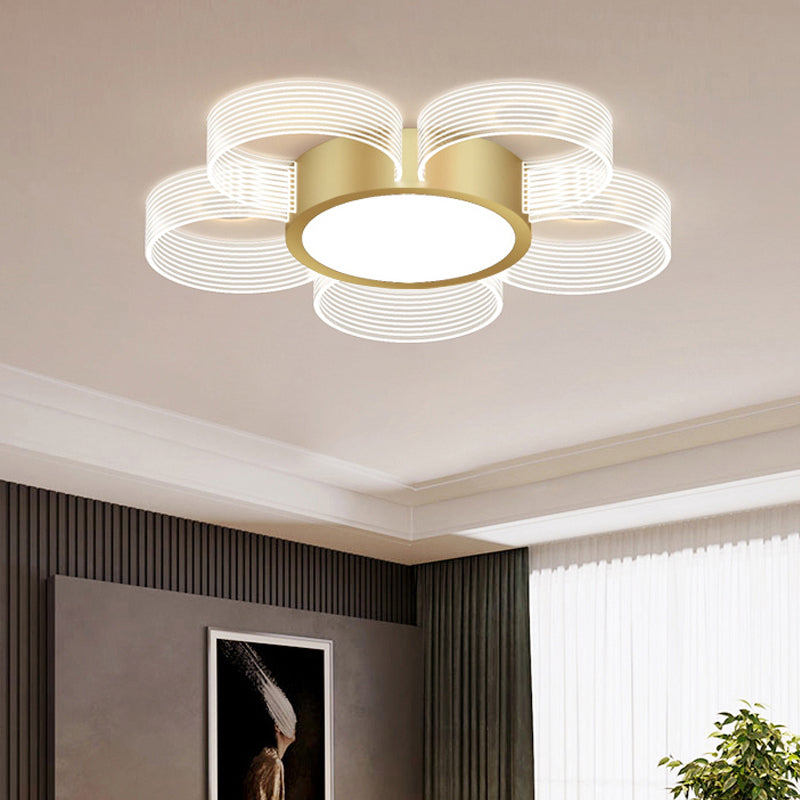 Contemporary Circle Ceiling Light: Acrylic, 3/4/5 Bulbs, Flush Mount, Gold Finish