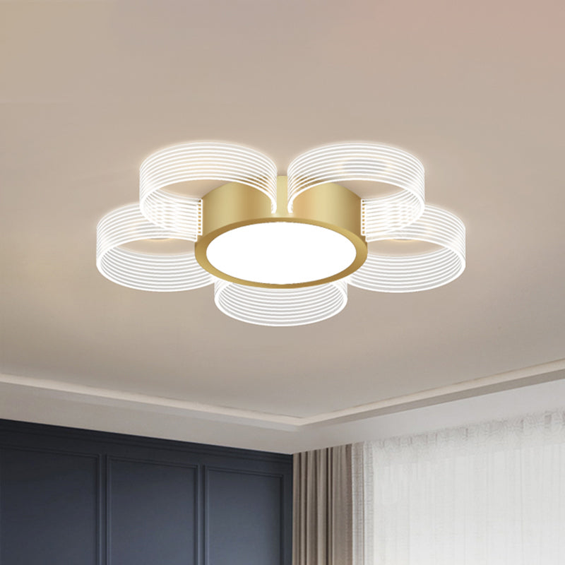 Contemporary Circle Ceiling Light: Acrylic, 3/4/5 Bulbs, Flush Mount, Gold Finish