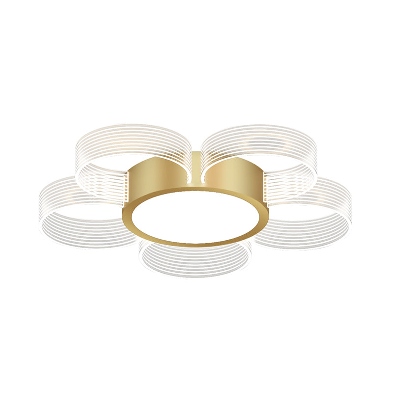 Contemporary Circle Ceiling Light: Acrylic 3/4/5 Bulbs Flush Mount Gold Finish