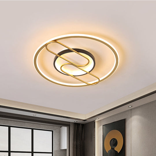 Simplicity Ring and Oval LED Ceiling Light in Gold, 16"/19.5" Wide - Ideal for Sleeping Rooms